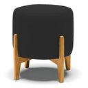 Ver imagem 1 de Puff Stella Veludo Preto Base Madeira Castanho - D’Rossi