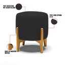 Ver imagem 3 de Puff Stella Veludo Preto Base Madeira Castanho - D’Rossi