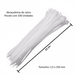 1000 Enforca Gato Fita Lacre de Nylon 2.5x150mm Cinta Preta 15cm Revenda - 2