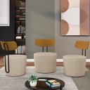 Ver imagem 2 de Poltrona Decorativa para Sala de Estar Redonda 53cm Le Moon M22 Linho Champanhe - Mpozenato