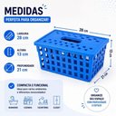 Ver imagem 6 de Cesto Organizador Plástico 5L com Tampa Azul Multiuso para Armários Estantes Gavetas