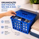 Ver imagem 7 de Cesto Organizador Plástico 5L com Tampa Azul Multiuso para Armários Estantes Gavetas
