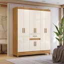 Ver imagem 1 de Guarda Roupa Casal Ambiente Portugal 8 Portas Freijó Off White - Moval