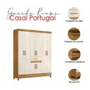 Ver imagem 4 de Guarda Roupa Casal Ambiente Portugal 8 Portas Freijó Off White - Moval