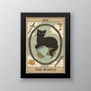 Ver imagem 1 de Quadro Decorativo Carta Tarot O Mundo Gato 45x34cm - com vidro:Madeira preta
