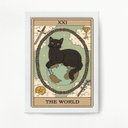 Ver imagem 2 de Quadro Decorativo Carta Tarot O Mundo Gato 45x34cm - com vidro:Madeira preta