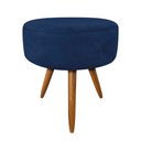 Ver imagem 7 de Kit Namoradeira 2 Poltronas e 2 Puffs Redondo Nina Suede Azul Marinho Pés Palito Castanho -