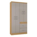 Ver imagem 5 de Cômoda 868 4 Gavetas e 1 Porta com Guarda Roupa Solteiro Milão 4 Portas Damasco Off White - Poquema