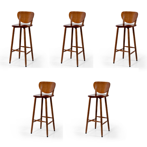Conjunto 5 Banquetas Altas Bistrô de Madeira Lisboa Cor:imbuia