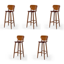 Ver imagem 1 de Conjunto 5 Banquetas Altas Bistrô de Madeira Lisboa Cor:imbuia