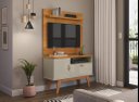 Ver imagem 1 de Rack + Painel Si 90cm Estilo Retrô para Tv até 32'' Polegadas Cor Cinamomo / Off White Pt