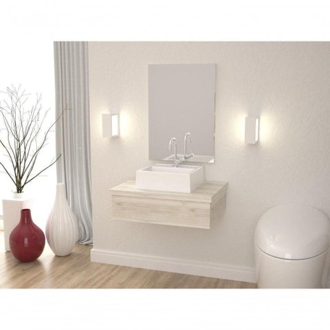 Conjunto Bancada e Espelheira Ktme602 Preto Ônix Snow