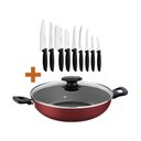 Ver imagem 1 de Kit - Panela Wok Alumínio 28cm Loreto Vermelho + 1 Conjunto Facas 9pç - Tramontina