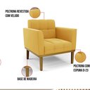 Ver imagem 3 de Poltrona Sala Decorativa Kit 2 Elisa Base Madeira Castanho Veludo Mostarda D03 - D’Rossi