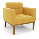 Ver imagem 5 de Poltrona Sala Decorativa Kit 2 Elisa Base Madeira Castanho Veludo Mostarda D03 - D’Rossi