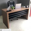 Ver imagem 4 de Mesa Escritorio Tampo Tamburato 136x60 cm Nogal Preto Artany