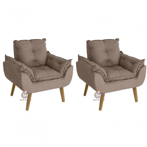 Kit 02 Poltrona Opala Suede Capuccino