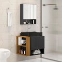 Ver imagem 2 de Gabinete Troia com Espelheira Cuba Dalla Preta e Papeleira Preto Fosco/naturale