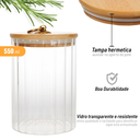 Ver imagem 4 de Pote de Vidro Tampa Bambu Riscas 550ml