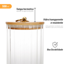 Ver mais imagens de Pote de Vidro Tampa Bambu Riscas 550ml