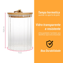 Ver imagem 3 de Pote de Vidro Tampa Bambu Riscas 550ml