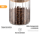 Ver imagem 7 de Pote de Vidro Tampa Bambu Riscas 550ml