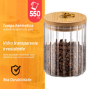 Ver imagem 5 de Pote de Vidro Tampa Bambu Riscas 550ml