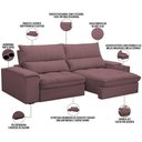 Ver imagem 4 de Sofá Retrátil Reclinável para Sala de Estar Living 250cm Nápoles F04 Veludo Lilás - Lyam Decor