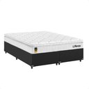 Ver imagem 1 de Cama Box Casal Bipartido Couro Preto + Colchão Life D33 Pillow Top Branco - 61x138x188cm - e-Shop