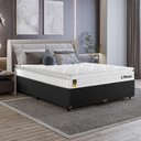 Ver imagem 6 de Cama Box Casal Bipartido Couro Preto + Colchão Life D33 Pillow Top Branco - 61x138x188cm - e-Shop