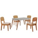 Ver imagem 2 de Mesa de Jantar Copper 120cm Tampo Mdf Vidro 4 Cadeiras Veludo Creme /off /naturale /serig Off