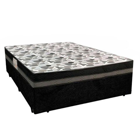 Cama Box Casal Suede + Colchão Casal Ortobom Iso Dupla Face 60x138x188 Preto