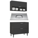 Ver imagem 1 de Armário de Cozinha CP01 com Pia 100cm Pérola Z34 Preto - Mpozenato