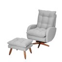 Ver imagem 1 de Poltrona de Amamentação Clarice com Giro Balanço e Puff: Linho Cinza