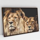Ver imagem 5 de Quadro Decorativo em Canvas Casal de Leões TaColado Moldura Flutuante 4,5cm Freijó 120 x 80cm