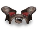 Ver imagem 1 de Conjunto de Poltronas Fibra Sintética Bali - 2 Poltronas + 1 Mesa Centro - Tecido Duna Vermelho