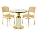 Ver imagem 1 de Conjunto Mesa de Jantar Redonda Imperial 70cm Branca com 2 Cadeiras Roma - Nude