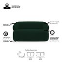 Ver imagem 6 de Kit 02 Poltronas Giratória e 01 Sofá Orgânico Glee 03 Lugares 170cm Veludo Verde Escuro - Desk Desig
