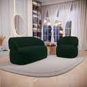 Ver imagem 2 de Kit 02 Poltronas Giratória e 01 Sofá Orgânico Glee 03 Lugares 170cm Veludo Verde Escuro - Desk Desig