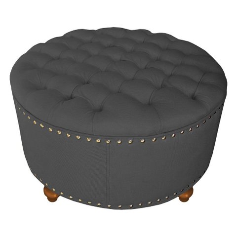 Puff Amora 1 Metro Suede Bege Slk Decor Amara Cinza