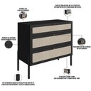 Ver imagem 4 de Cômoda com 03 Gavetas para Quarto Closet Pés Madeira Moss A03 Nero Preto