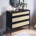 Ver imagem 5 de Cômoda com 03 Gavetas para Quarto Closet Pés Madeira Moss A03 Nero Preto