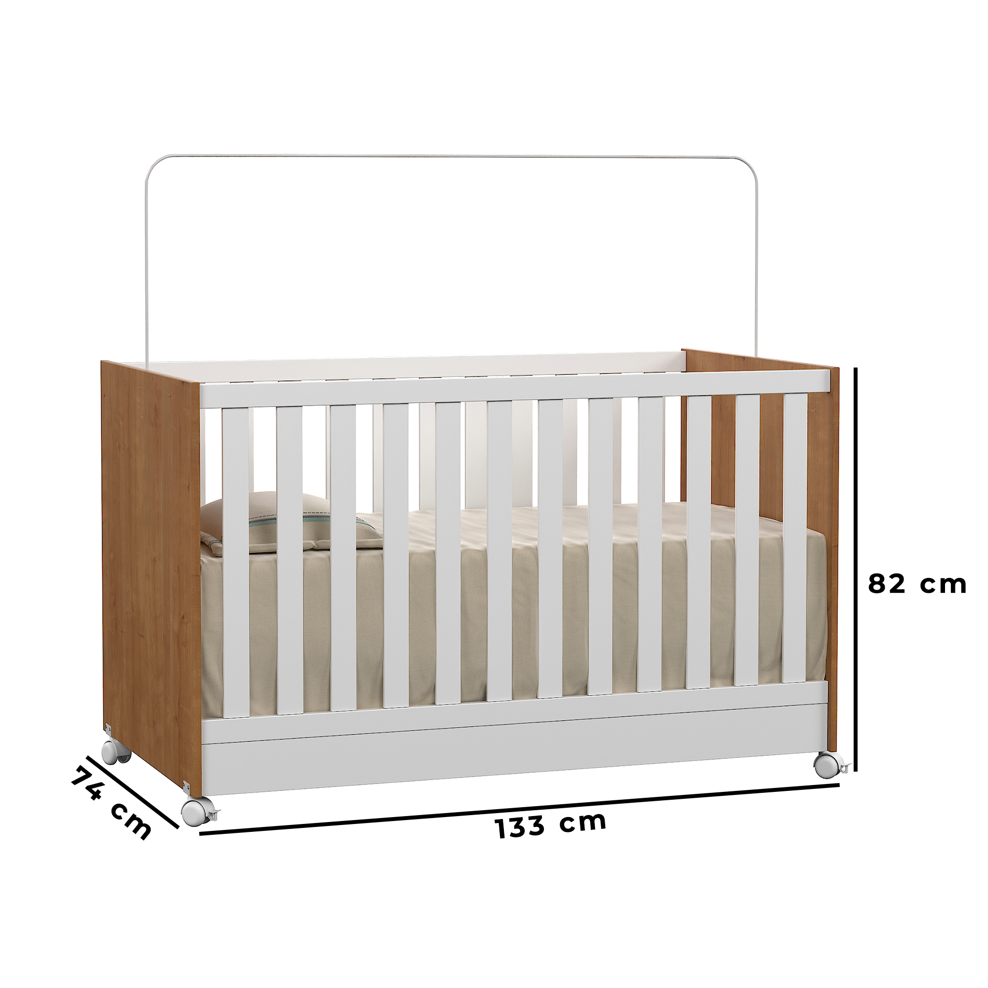 Mini Berço  Cama Doce Sonho Com Rodízios E Grade De Proteção Removível Para Quarto De Bebê - 8