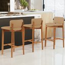 Ver imagem 2 de Kit 04 Banquetas Alta para Cozinha Sala de Jantar Bar Dara L02 Linho Bege Escuro - Lyam Decor