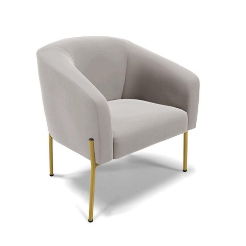 Cadeira Sala de Jantar Pé de Ferro Dourado Stella Veludo D03 - D'Rossi Cor Cinza