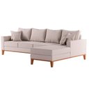Ver imagem 2 de Sofá Beny com Chaise Direita, 2,60x1,40m, 4 Lugares, Linho, Base em Madeira.