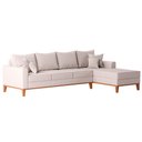 Ver imagem 3 de Sofá Beny com Chaise Direita, 2,60x1,40m, 4 Lugares, Linho, Base em Madeira.