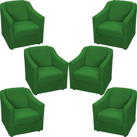 Kit 6 Poltronas Decorativas para Sala Recepção Consultório Manicure Cadeira Mila Suede