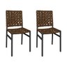 Kit 2 Cadeiras Deck Alumínio Junco Trançado Teia Chocolate Mesclada - 1