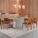 Ver imagem 1 de Mesa de Jantar Diane 180cm Tampo Mdf Vidro com 6 Cadeiras Copper Premium Moderna Mobília